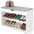 thumbnail image 1 of 3 Niveles, Zapatera Madera de Tres Capas, Organizador de Zapatos Multifuncional con Asiento Acolchado de Espuma, Zapatero Entrada para Entrada, Puerta, Pasillo 80 * 25 * 45 cmBanco Zapatero con Cojín, 1 of 12