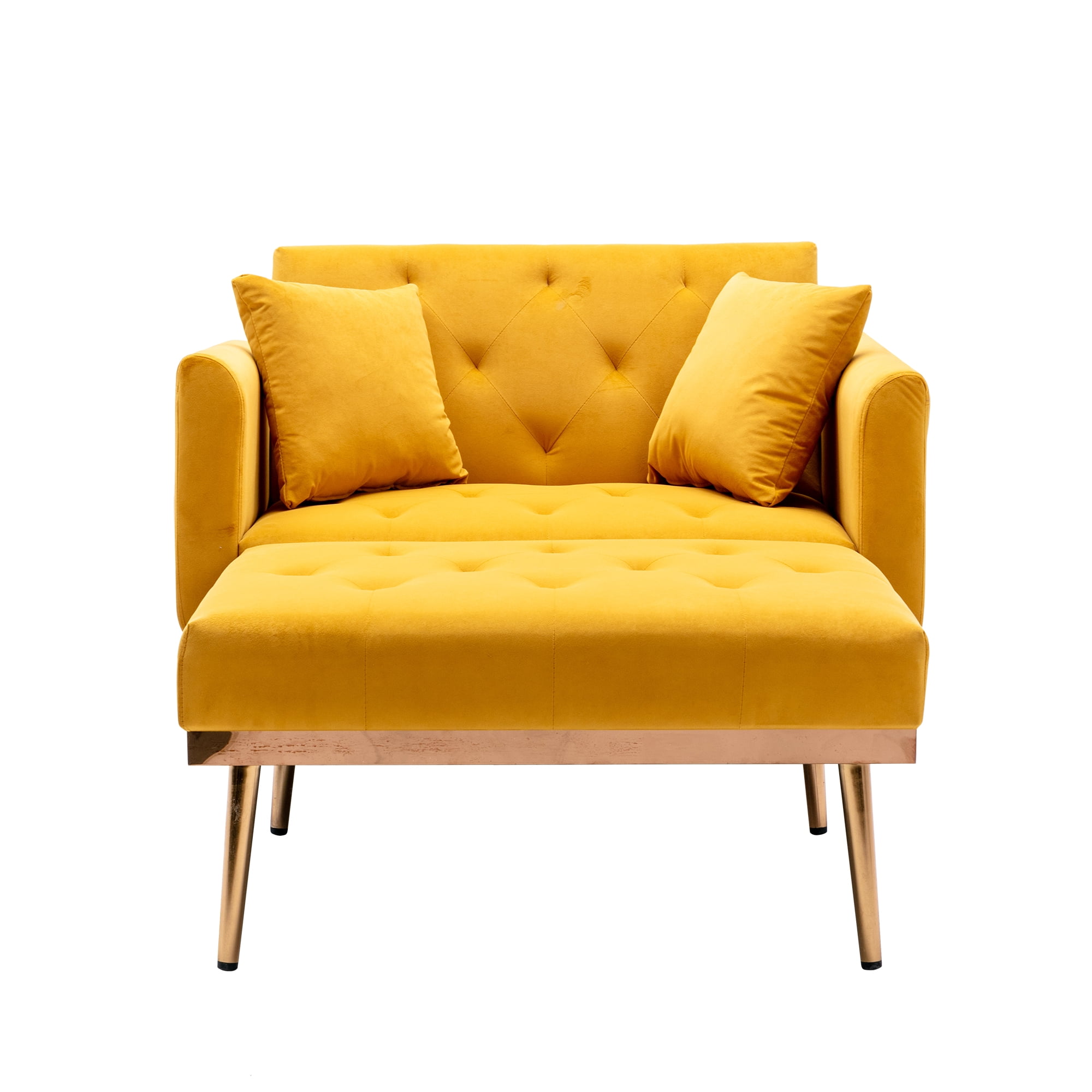 Pink Modern Velvet Tufted Chaise Lounge Chair With Golden Metal Legs at ...