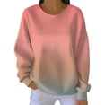 thumbnail image 2 of VJGBEGW Women Gradient Ribbed Long Sleeve Sweatshirt Crew Neck Loose Fit Pullover Tops Casual Drop Shoulder Sweatshirts Watermelon Red M, 2 of 4