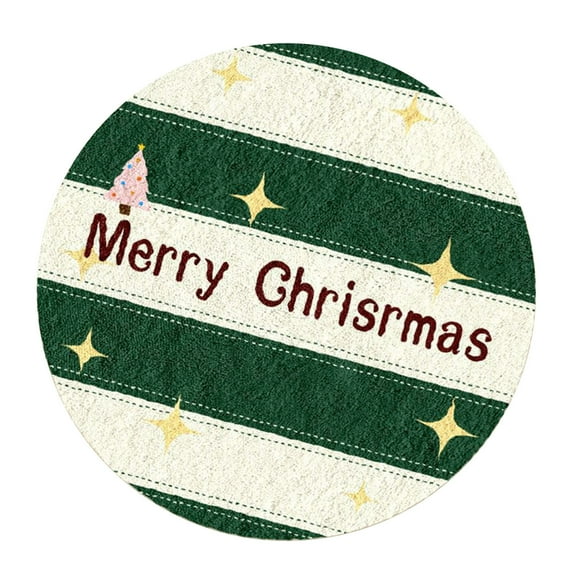 JoyMoreHome Christmas Round Bath Mat, Soft Absorbent Washable Non Slip Cute Christmas Holiday Rugs for Home Holiday Party, Kitchen, Bathroom, Livingroom