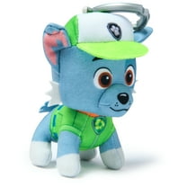 PAW Patrol: Rescue Wheels, 4-Inch Rocky Plush Toy with Keychain Clip