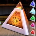 thumbnail image 2 of LED Digital Alarm Clock Quiet Pyramid Alarm Clock Battery Powered Night Light Desk Clock with Music & Snooze Mode 7 Color Changing Desktop Clock Decoration, 2 of 8