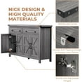 thumbnail image 4 of VVFLU 55" Sideboard Buffet Cabinet with Storage, Coffee Bar Cabinet with 2 Drawers and 4 Barn Doors, Long Storage Cabinet Modern Farmhouse, Grey Wood, for Kitchen, Dining Room, Living Room, 4 of 7