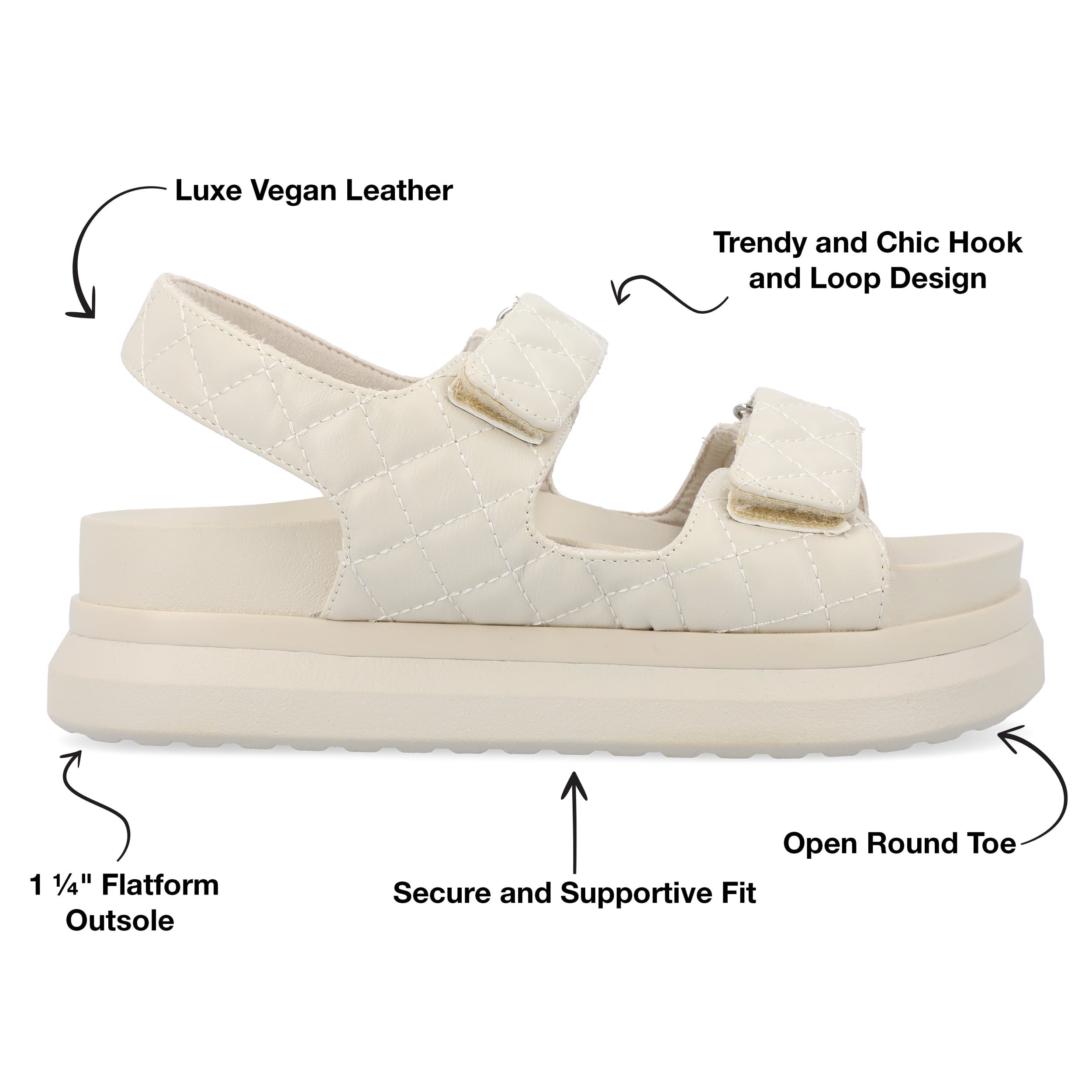 Journee Womens Debby Hook and Loop Platform Sport Sandals