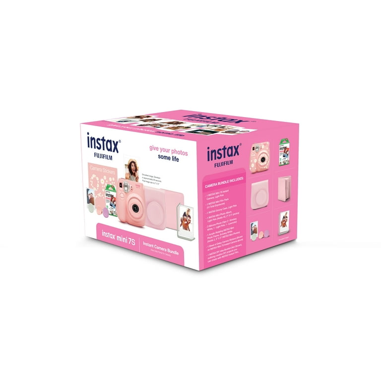Fujifilm INSTAX Mini 7+ Bundle (10-Pack Film, Album, Camera Case,  Stickers), Light Pink, Brand New Condition - Walmart.com
