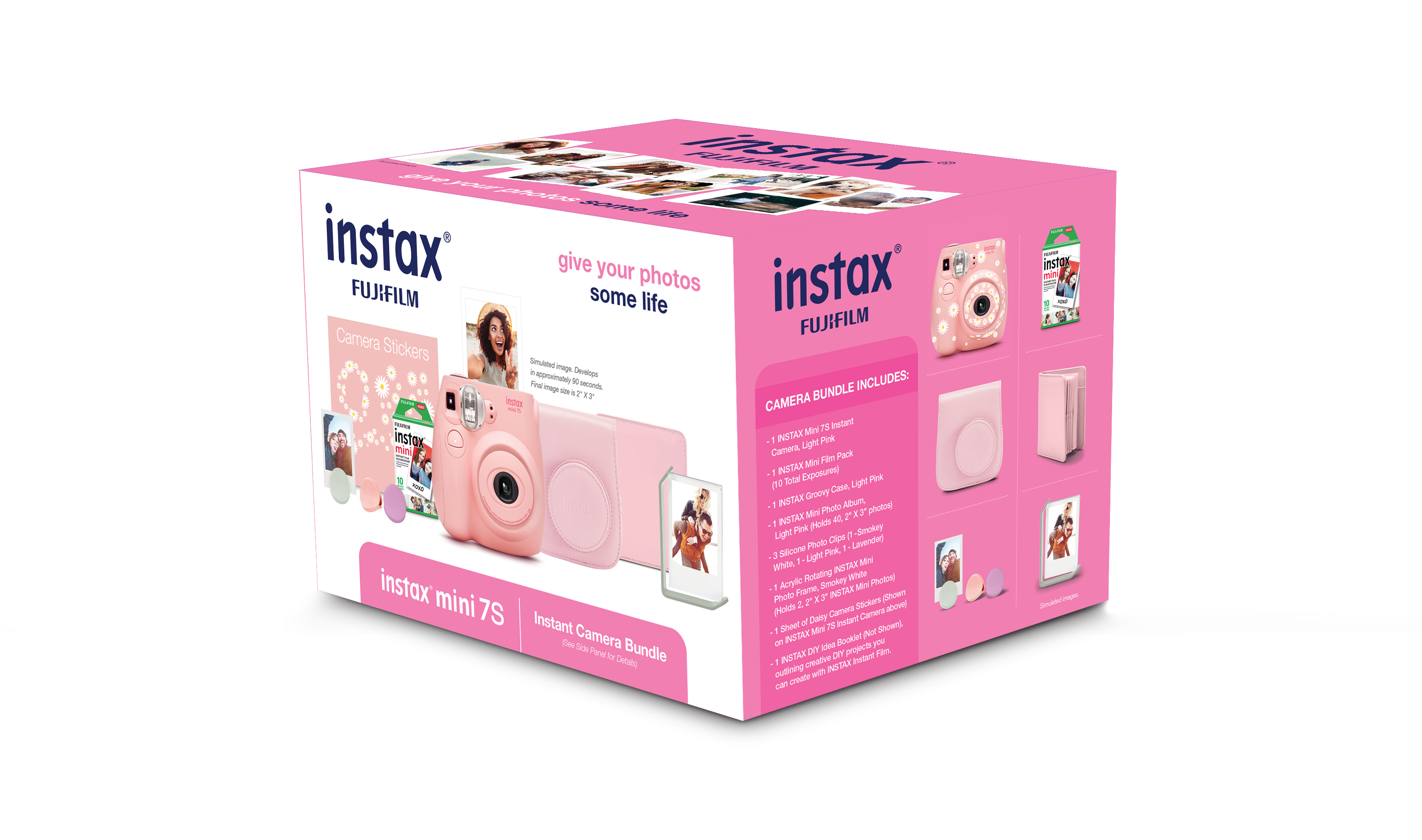 Fujifilm INSTAX Mini 7+ Bundle (10-Pack Film, Album, Camera Case, Stickers), Light Pink, Brand New Condition - image 3 of 11