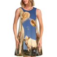 thumbnail image 1 of Cauagu Robes d'Été pour Femmes, Robes Sans Manches Décontractées de Vacances Col Rond avec 2 Poches, 1 of 7