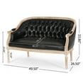 thumbnail image 3 of GDF Studio Megan French Country Tufted Upholstered Loveseat, Midnight Black Faux Leather and Gray, 3 of 10
