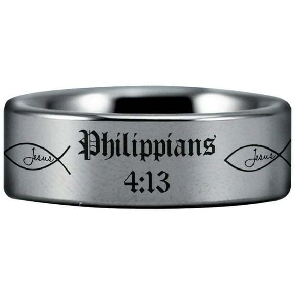 Tungsten Philippians 4:13 Ring