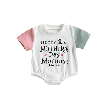 

Mother s Day Newborn Baby Girl Rompers Letter Print Short Sleeve Bodysuit