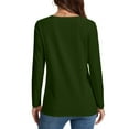 thumbnail image 4 of EchfiProm Long Sleeve Tops for Women Army Green Fall T-Shirts Basic Crew Neck Pullover Solid Ladies, 4 of 8