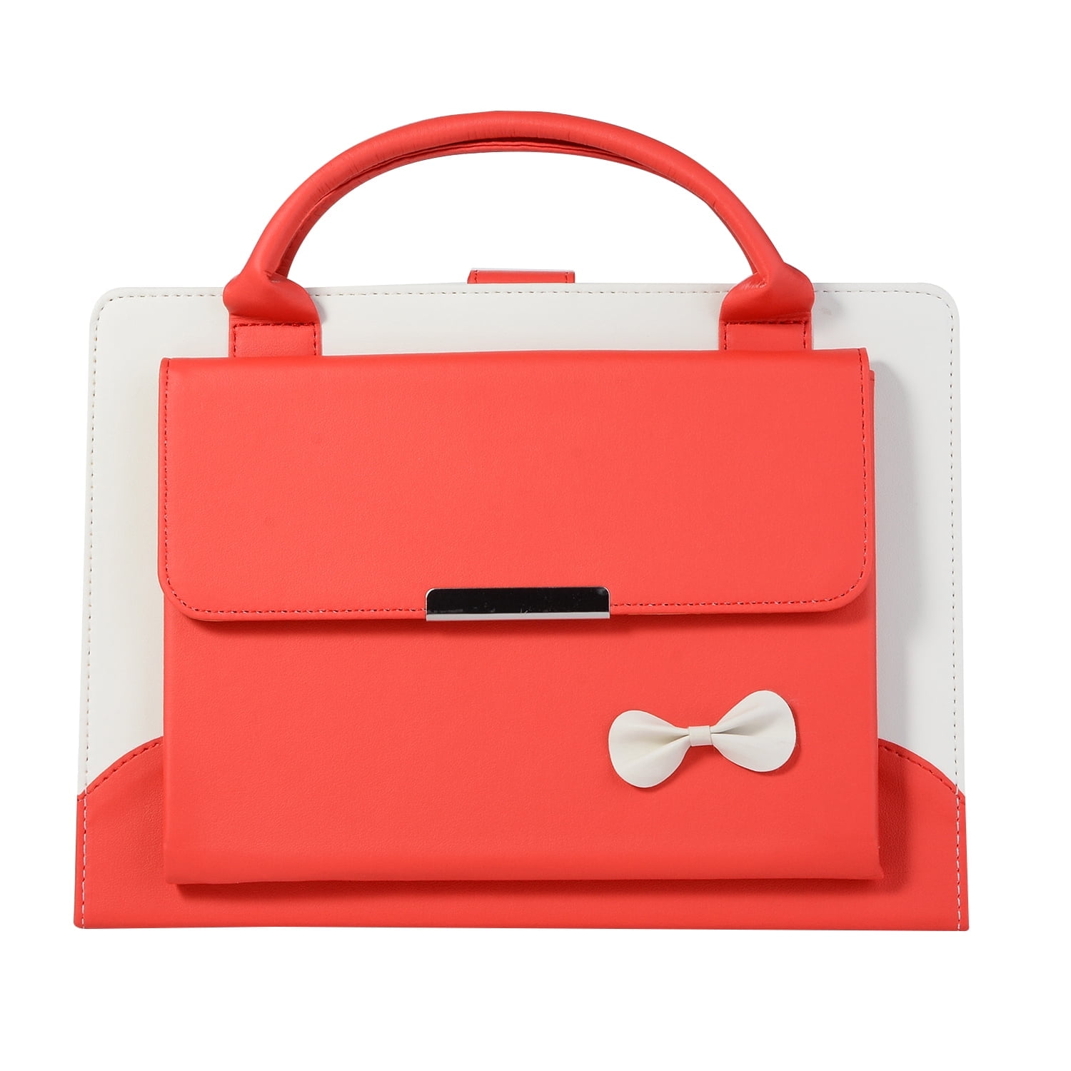 Dteck Cute Case for iPad 10th Generation 10.9 inch 2022, iPad A16 11th Gen Case 2025, Slim Handbag Leather Protective Cover with Auto Wake/Sleep Stand Hand Strap Pocket for Girls Woman Kids, Red