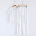 thumbnail image 2 of Bixock Women's 2 Piece Pajama Set,Built in Bra Sleepwear Suits,Solid Set with Built-in Bra Knit Short Sleeve Pants Loungewear, 2 of 5