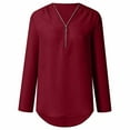 thumbnail image 3 of SDNall Womens Summer Long Sleeve Zip Casual Tunic V-Neck Rollable Blouse Tops, 3 of 9