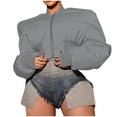 thumbnail image 3 of Ftwytp Womens Cropped Puffer Down Jacket Coat Padded Quilted Jacket Long Sleeve Zip Up Coat Short Outerwear Y2k Winter Warm Solid Color Coat, 3 of 8