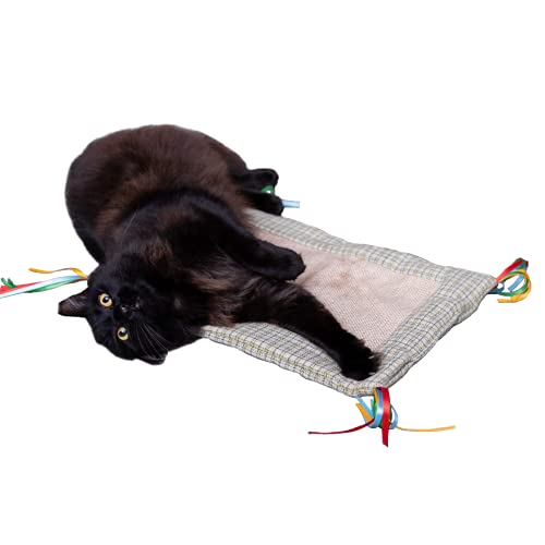 PURRFECT POUCH Cat Scratch Play Mat with Strings Cat Crinkle Mat