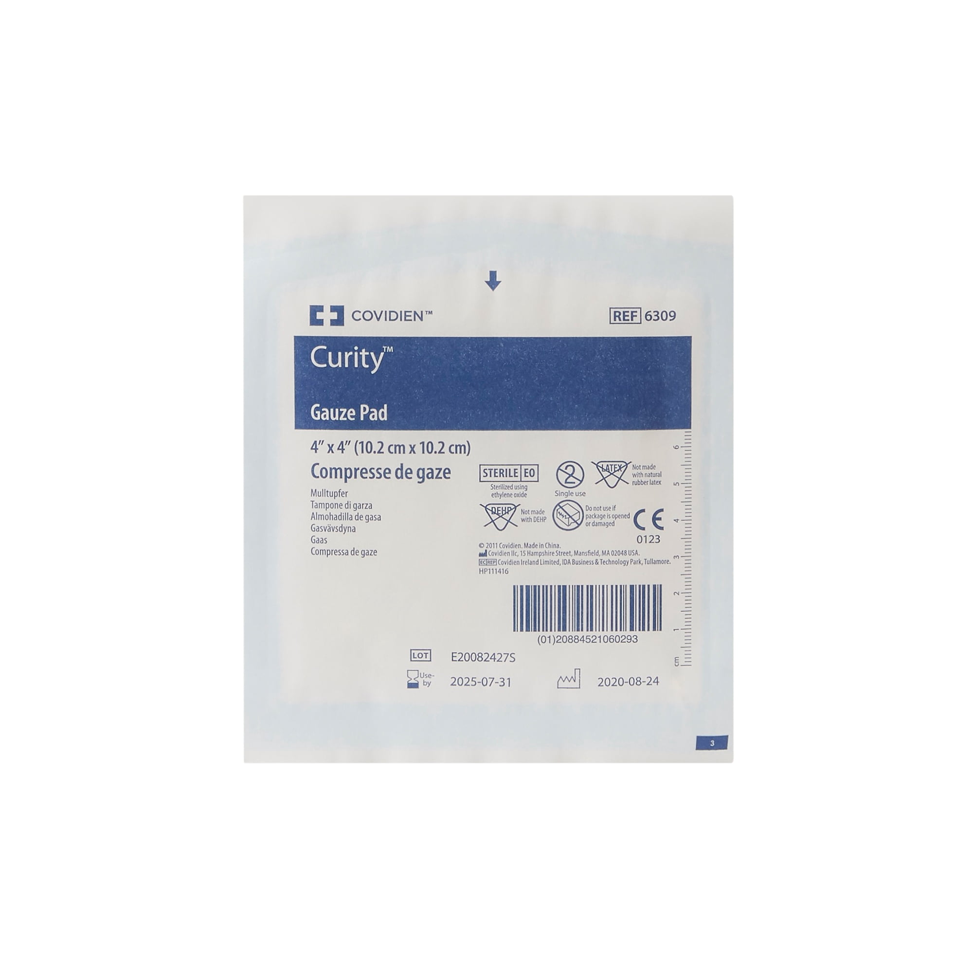 Curity Gauze Pad, 12-Ply Gauze Sponge, 4 in x 4 in, 100 per Pack, 1 Pack