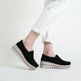 thumbnail image 3 of Ruiatoo Women Platform Loafers Slip On Comfort Suede Wedge Shoes Low Top Moccasins Black 35, 3 of 6