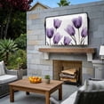 thumbnail image 3 of Outdoor TV Cover 40x25x4.5in, Spring Summer Purple Tulip Flower Leaves Weatherproof TV Screen Protector with Zipper, Watercolor Floral Outside Television Cover Fits Up to 40-43", 3 of 9