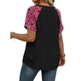 thumbnail image 5 of WellSize Plus Size Womens T Shirts Color Block V Neck Tops Casual Summer Short Sleeve Tunic Blouses, 5 of 7