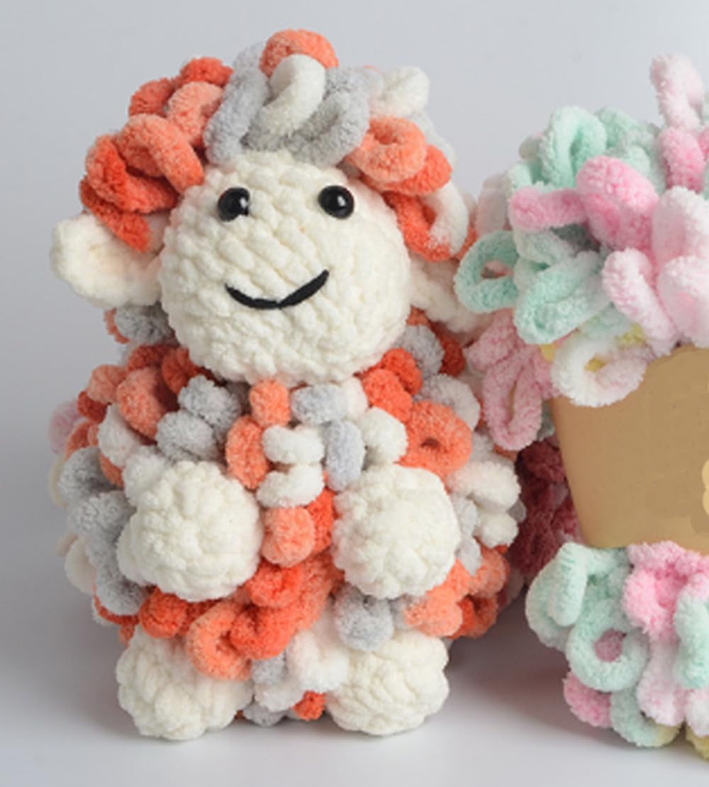 Minzimin 6 Skeins - Total 600g Fun Finger Loops Yarn - Jumbo Polyester Yarn - No Need Hook or Needles Loop Yarn