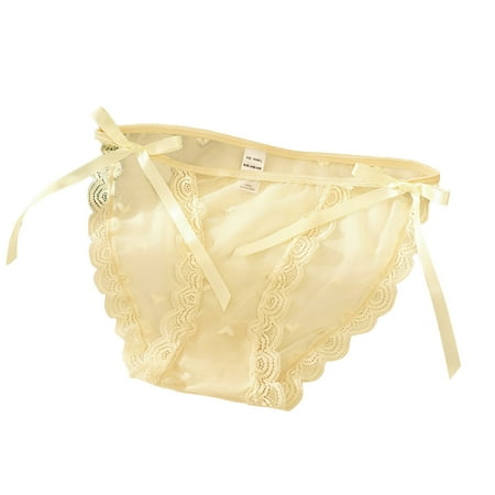 

zuwimk Womens Panties Womens Underwear Lace Band Cotton Thong Panties Beige M