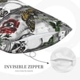 thumbnail image 2 of Plush Throw Pillow Covers, Skulls Roses Pillow Cases with Invisible Zipper, Breathable Microfiber Pillow Cases Standard Size for Sleeping Bedroom Sofa Living Room 14x20, 2 of 5
