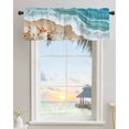 thumbnail image 3 of Kitchen Curtain Valances for Windows,Coastal Beach Waves Starfish Shell Rod Pocket Small Valance Natural Coastline Scenery Short Window Treatment for Bedroom Bathroom Living Room,54"x18", 3 of 9