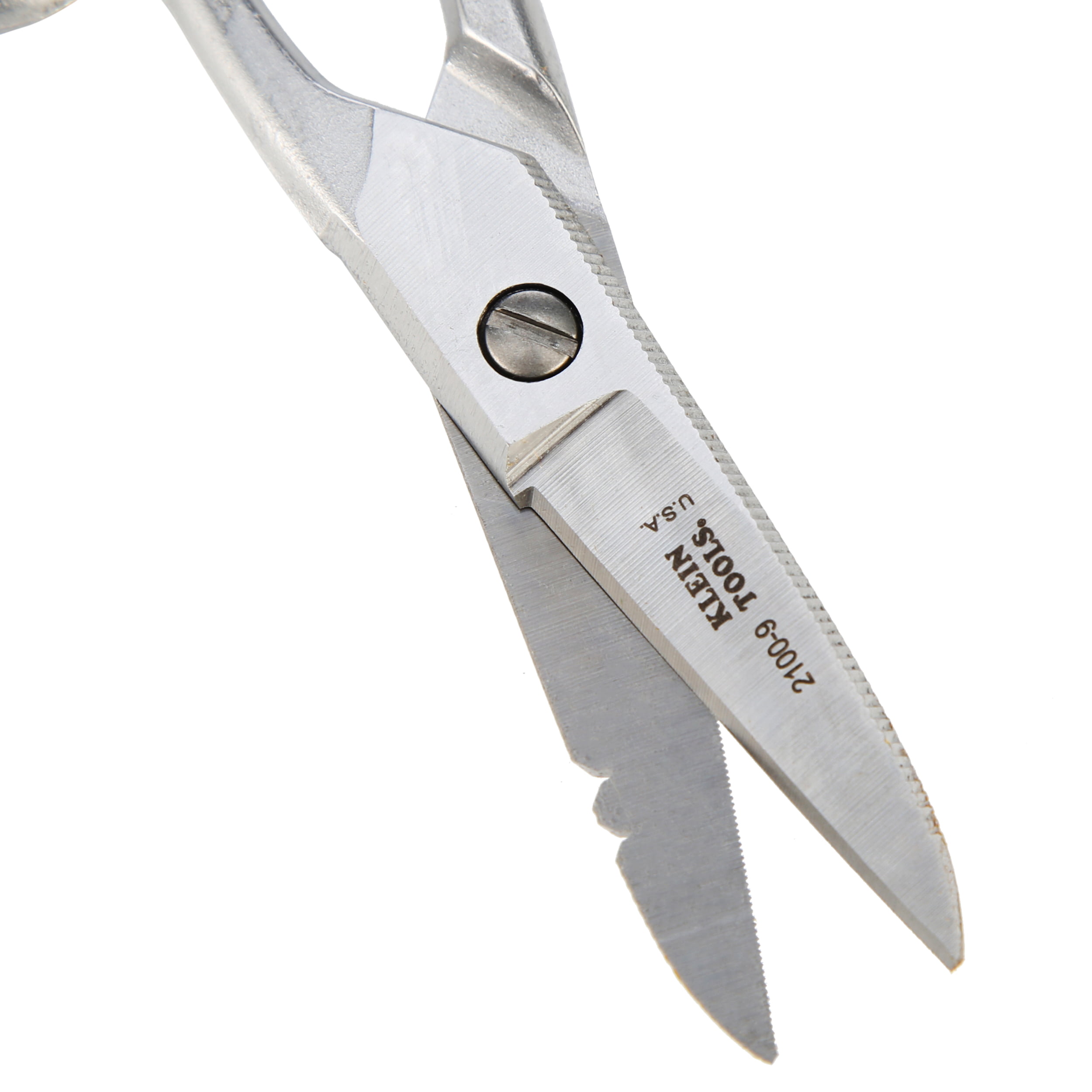 Klein Tools - 2100-7 - Electricians Scissors, Nickel Plated, 19 AWG / 23  AWG, Steel, Scraper, Serrated - RS