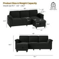 thumbnail image 4 of Walsunny 79" Convertible Sectional Sofa Couch With Ottoman,Linen Fabric L Shaped Sofa with Removable Pillows Black, 4 of 8