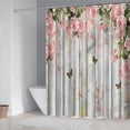 thumbnail image 4 of Pink Rose Shower Curtain for Bathroom Illusion Floral Butterfly Bath Curtain Wood Background Shower Curtain, 4 of 6