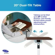 Invacare Adjustable & Tilting Table Bed - Height Adjustable Bedside Table w/ Wheels & L-Shaped Base