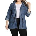thumbnail image 3 of KVMeteor Women's Plus Size Long Sleeve Hooded Denim Jacket, 3 of 4