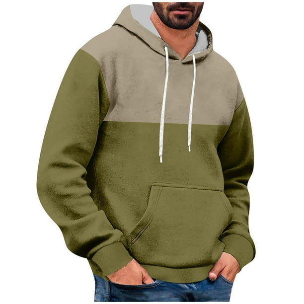 WILLBEST Sudaderas De Hombre Men'S Versatile Simp Le Colorblocking Casual Sport Drawstring Hooded Sweatshirt Chica