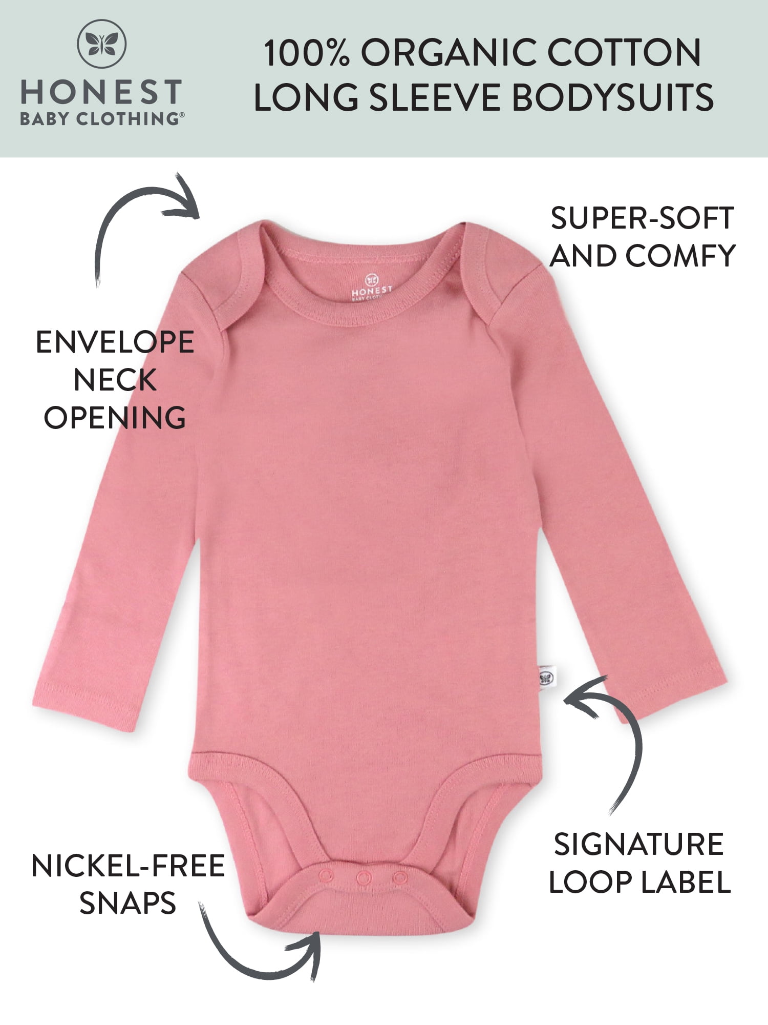 Honest Baby Clothing Baby Boy or Girl Gender Neutral Organic Cotton Long Sleeve Bodysuits, 3 Pack (Preemie-24 Months)