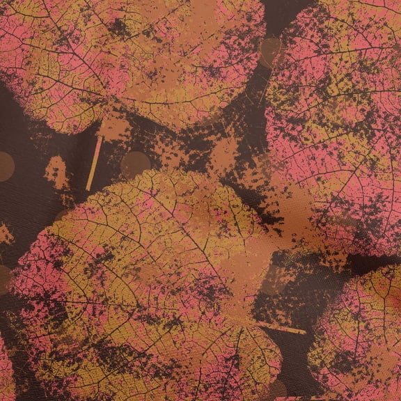 oneOone Polyester Spandex Brown Fabric Abstract Leaf Texture Quilting Supplies Print Sewing Fabric By The Yard 56 Inch Wide