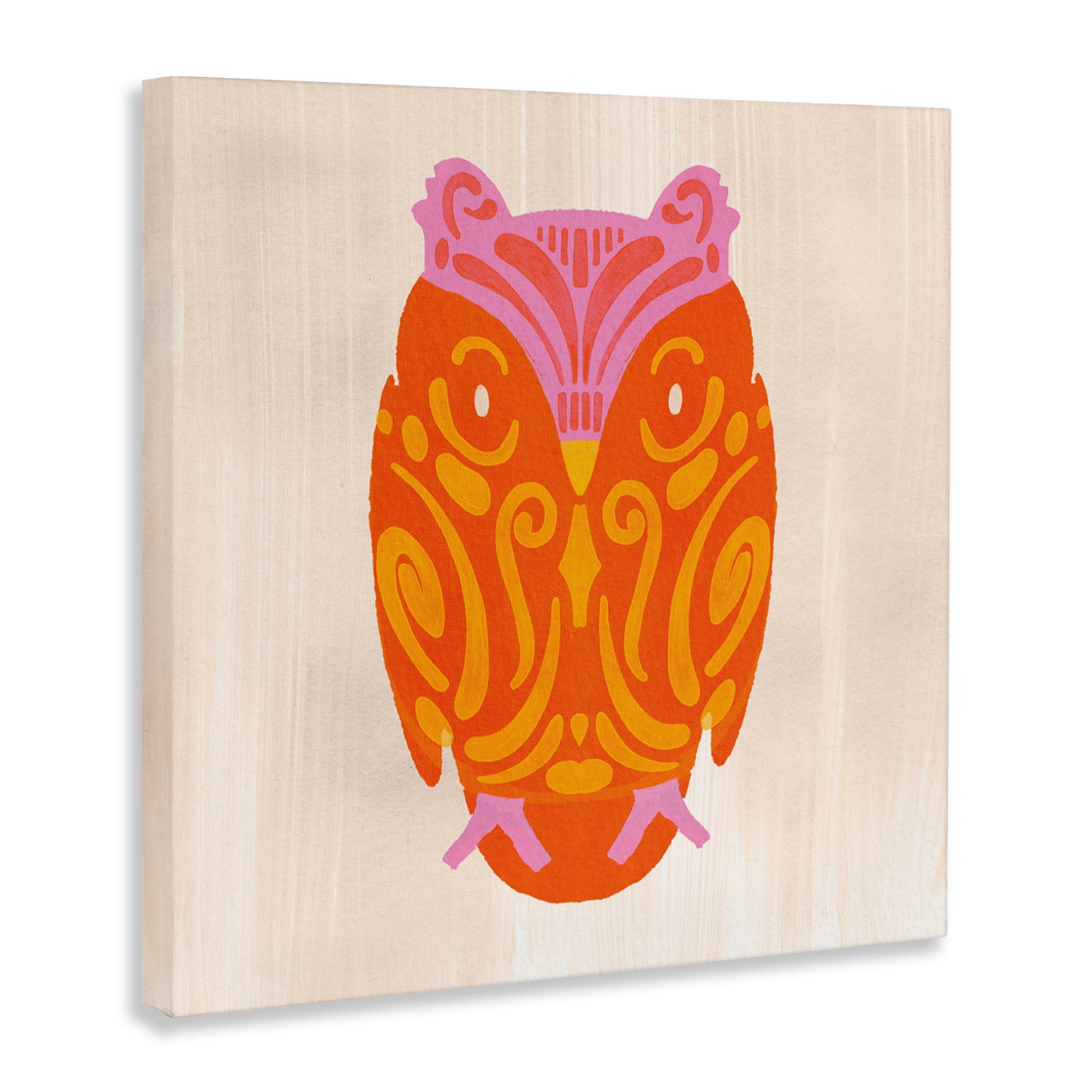 Stupell Industries Vibrant Folk Owl Motif Canvas Wall Art, design by The Paper Curator