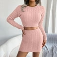 thumbnail image 5 of HXWCHs Women's Fashion Knitted Sweater and Skirt Suit Set for Autumn Winter Casual Wear S Pink, 5 of 8