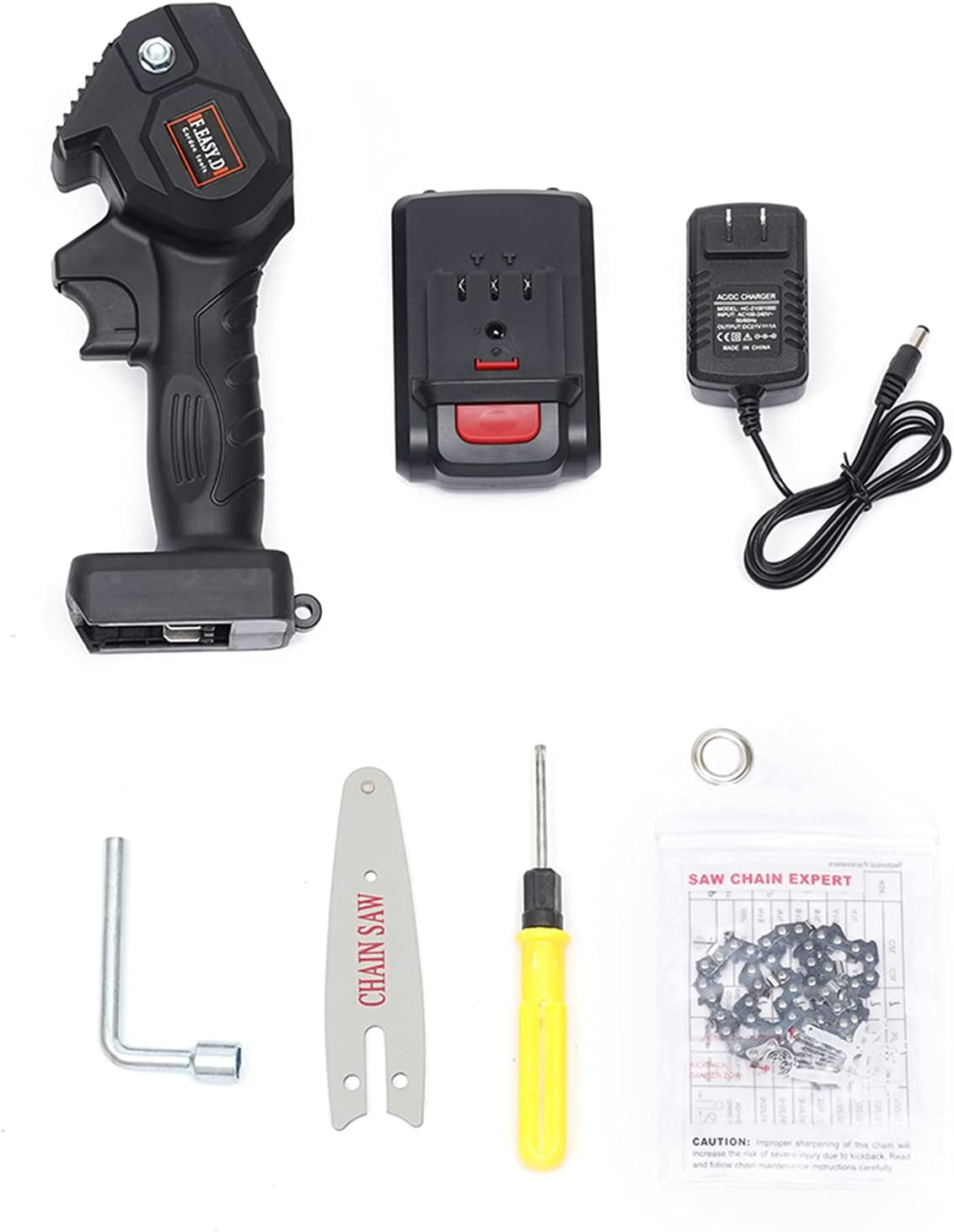 Mon Portable 4” 24V Battery Powered Chainsaw, Adjustable Speed, Lightweight