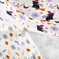 thumbnail image 4 of Homewish Cartoon Witch Cat Duvet Cover Queen for Girls, Halloween Spooky Animal Queen Bedding, Pure White, Pumpkin Bat Reversible 3-Piece, 1 Duvet Cover and 2 Pillowcases, 4 of 6