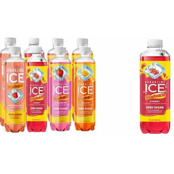 Starburst Sparkle: 9-Pack Variety of Sparkling ICE Water - 17oz Flavors with Bonus, Rich in Antioxidants & Vitamins (Mix Flavors)