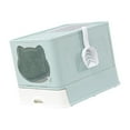 thumbnail image 2 of Caja de arena para gatos Inodoro para s Plegable Completamente cerrado Con capucha Cerrado Portátil Anti Azul claro Zulema  Bandeja de arena para gatos, 2 of 8