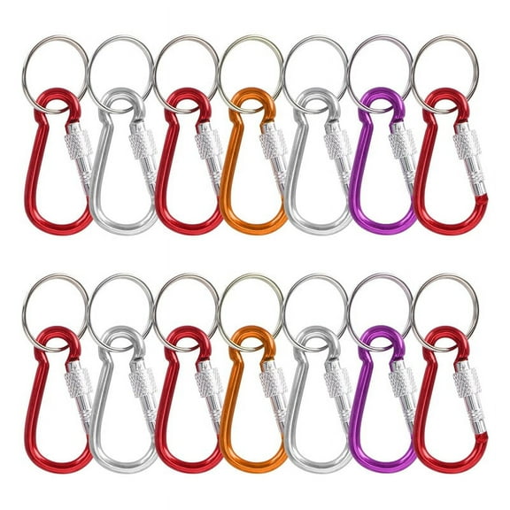 14 Pcs 5 Screw Lock Mini Multicolor Aluminum Carabiner Hook W Keyring