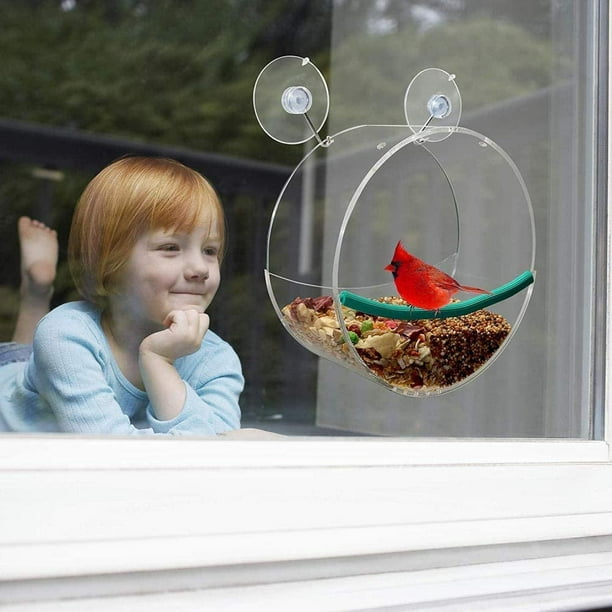 Mangeoires à oiseaux de fenêtre avec ventouses puissantes – Mangeoire à  oiseaux transparente pour fenêtre – Mangeoires à oiseaux pour l'extérieur  pour