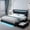 Black, variant on SIBEDS King PU Leather LED Bed Frame with Adjustable Headboard, 2 Drawers, Smart RGB Lights with Music Sync, White