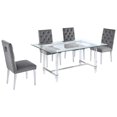 thumbnail image 1 of 5pc. Set de Repas en Verre de 68 x 40 Po avec 4 Chaises et Acier Inoxydable Argenté, 1 of 4