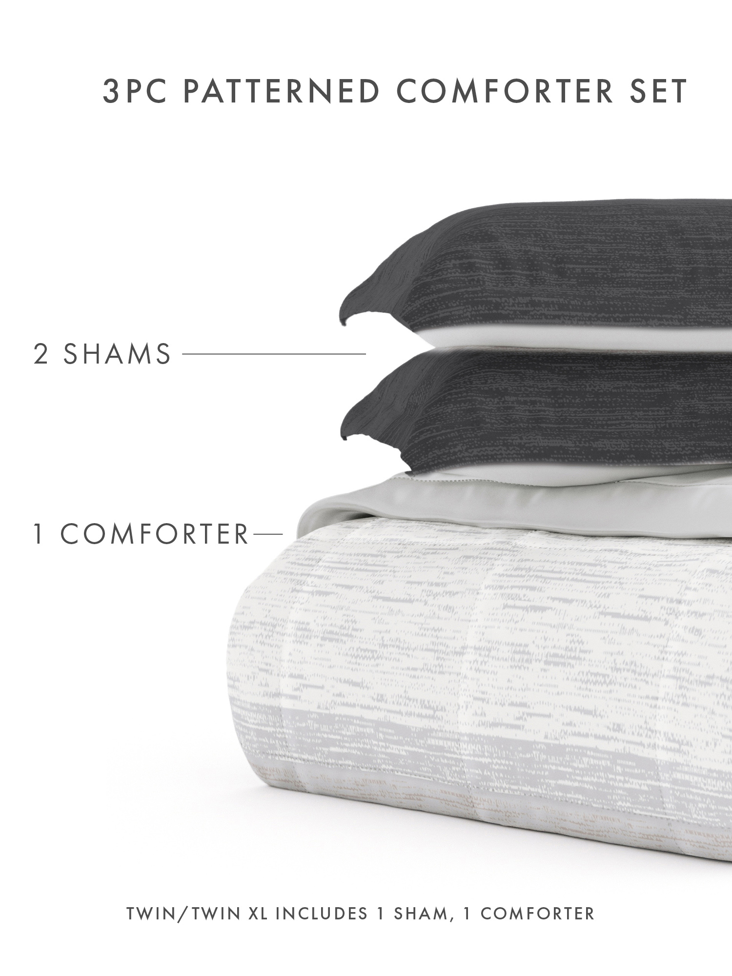All Season Ultra Soft Comforter Set Lightweight Bedding in Gray/Black Ombre for Twin/Twin XL Size by Comfort Canopy
