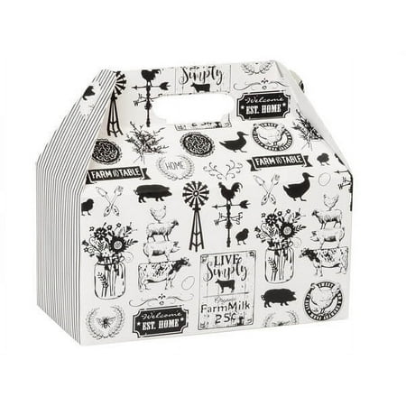 6 PK, Farmhouse Favorites Gable Boxes, 9.5 x 5 x 5" For Food Service, Birthday, Housewarming, & Get Well Gifts