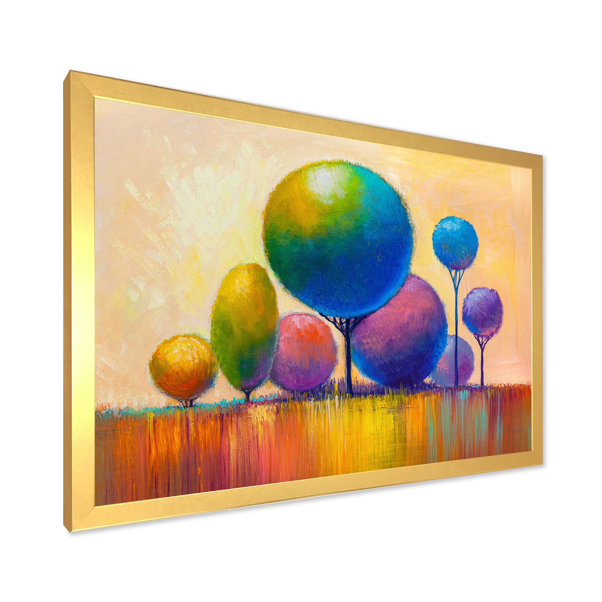 Designart 'Ornamental Colourful Trees VIII' Modern Framed Art Print