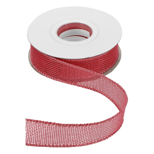 Cinta de alambre de yute Uxcell de 1" x 10 yardas, cinta de borde de alambre, correa tejida, rosa rojo